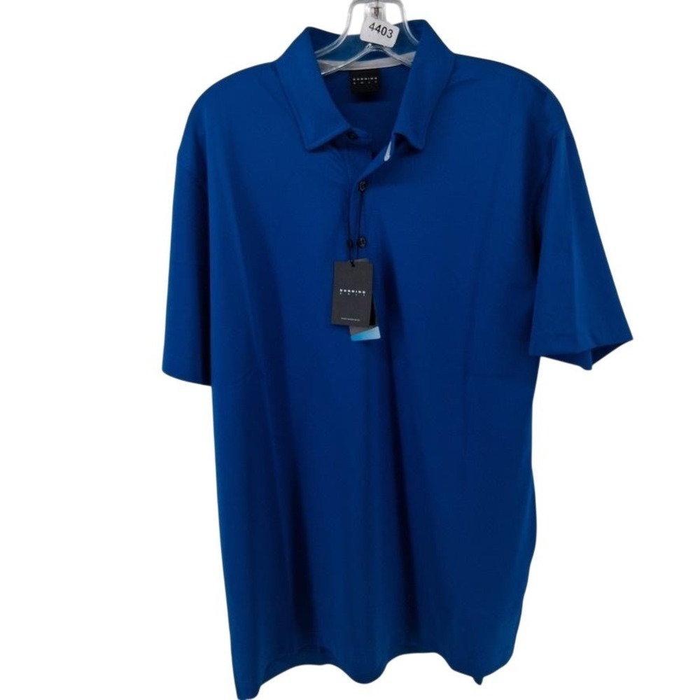 Dunning Polo Shirt Mens Medium Blue Golf Performance Stretch Short Sleeve